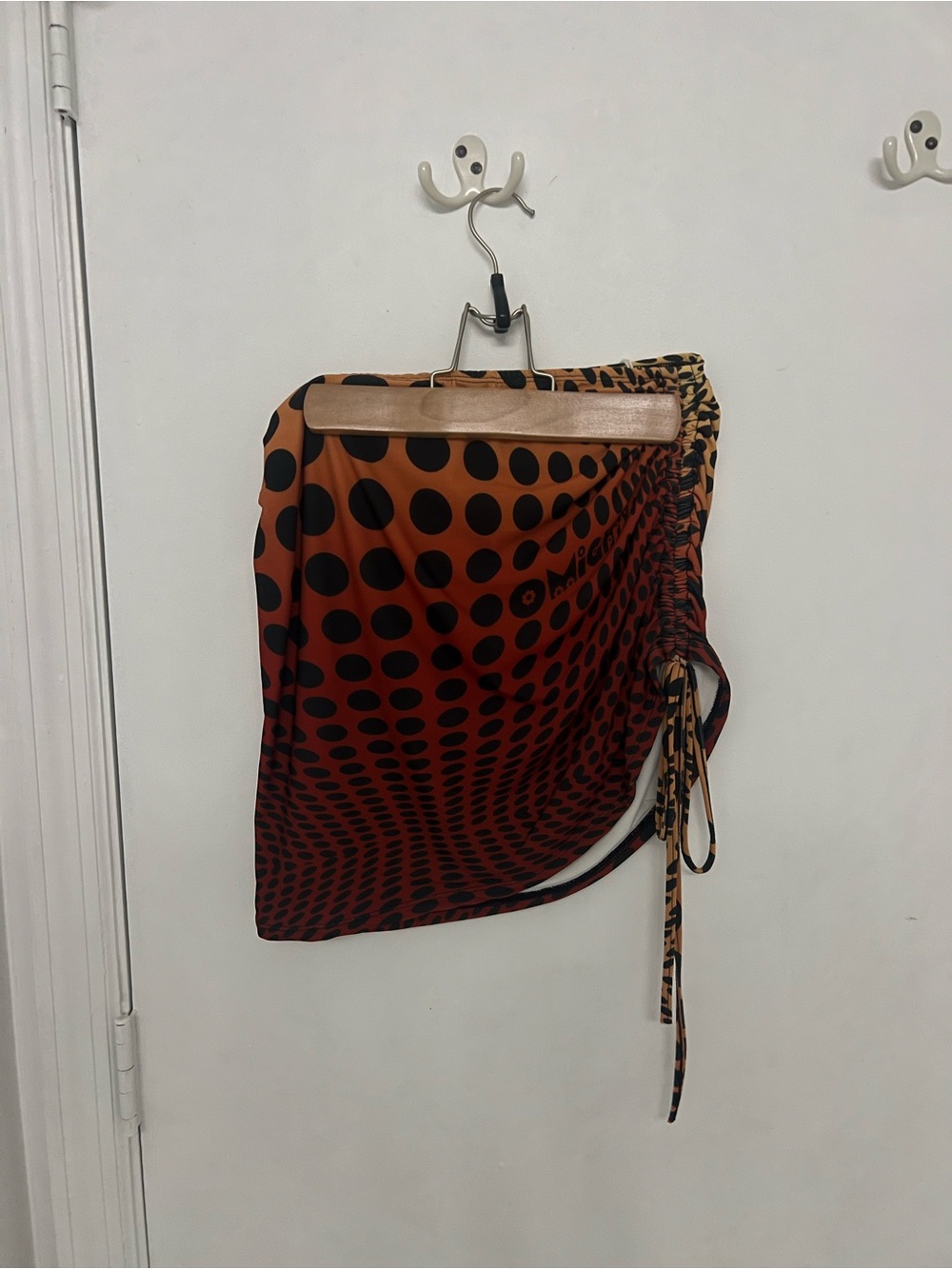 omighty Orange Polka Dot Mini Skirt with Black Spots